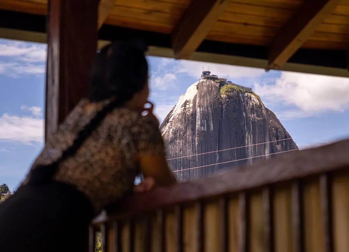 Lake view from Guatapé accommodation with Peñol Rock
