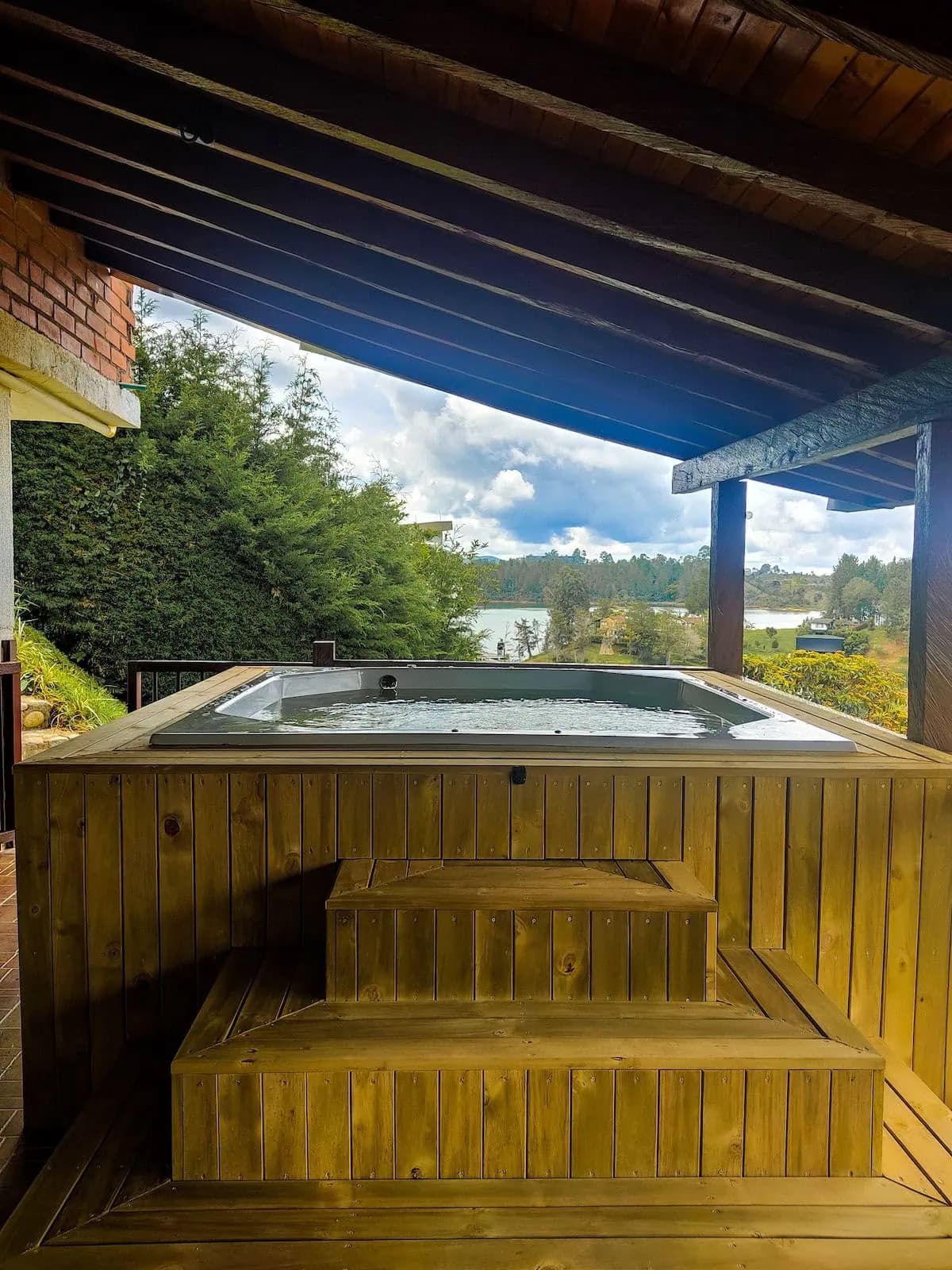 Guatapé vacation rentals - Private jacuzzi with panoramic view of El Peñol at Finca Conejo Blanco